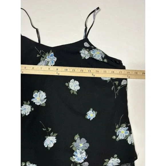 Mossimo Tank Top Women Medium Black Slip Camisole Y2K Coquette Lace Floral - Picture 7 of 9